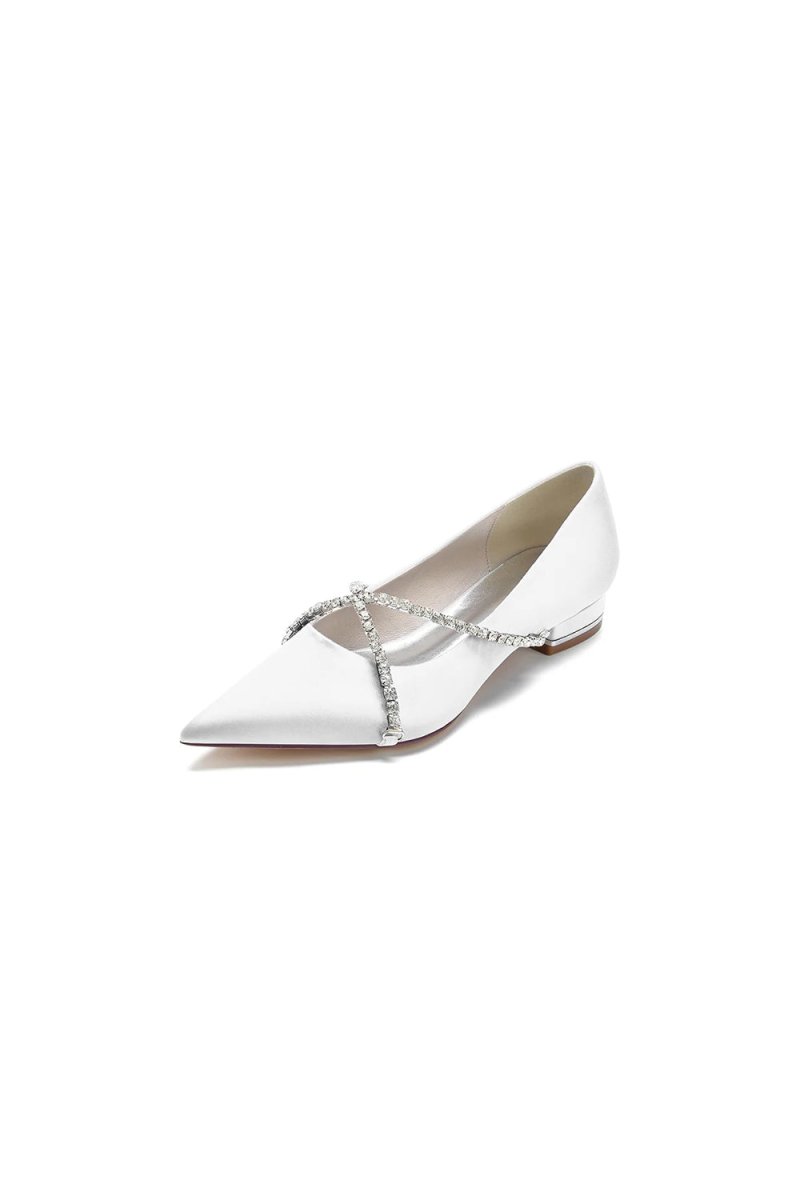 Pointed Toe Rhinestone Strap Kitten Heels