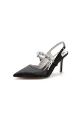 Pointed Toe Stiletto Heels with Rhinestone Strap(Black,US5)
