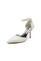 Pointed Toe Sexy Ankle Strap White Satin Wedding Shoes(Ivory,US5)