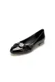 Pointed Toe Slip-on Patent Leather Low Heels With Rhinestone(Black,US6)