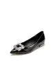 Pointed Toe Slip-on Patent Leather With Rhinestone(Black,US6)