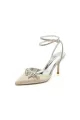 Rhinestone Pointed Toe Stiletto Heels(Champagne,US5)