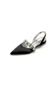 Pointed Toe Wedding Flats with Rhinestone(Black,US6)
