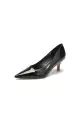 Pointed Toe Wedding Shoes with Patent Leather(Black,US6)