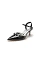 Pointed Toe Wedding Shoes with Pearl(Black,US6)