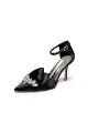 Pointed Toe With Rhinestone Stiletto Heels(Black,US5)