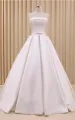 Abigale | A-Line Corset Strapless Floor Length Wedding Dress with Delicate Bow Belt