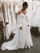 Aritha | Off the Shoulder Chiffon Beach Long-Sleeve Wedding Dresses(Diamond White,2)