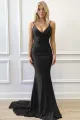 Purple V-Neck Lace-Up Mermaid Long Formal Dress(Black,2)