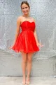 Red Strapless A-Line Short Homecoming Dress(Red,2)
