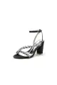 Rhinestone Beaded Ankle Straps Chunky Wedding Shoes(Black,US5)
