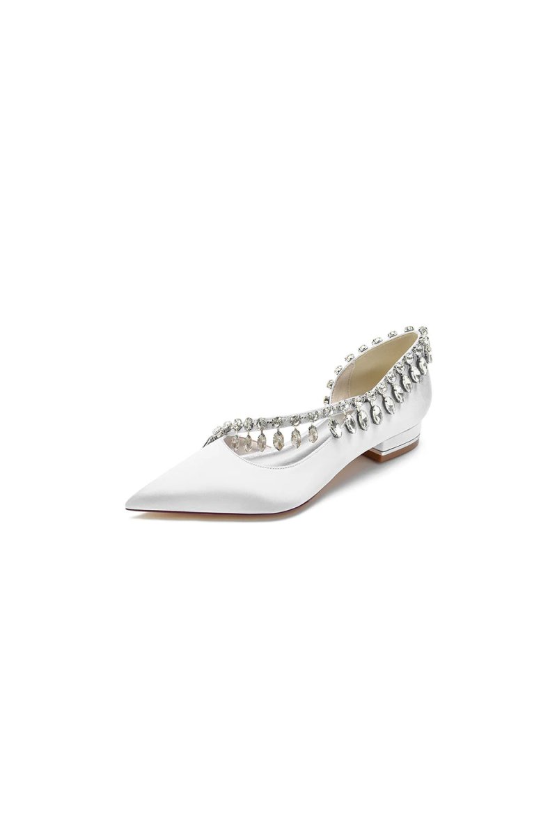 Rhinestone Beaded Pointed Toe Kitten Heels