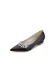 Rhinestone Cocktail Pointed Toe Flats(Black,US6)