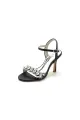 Rhinestone Open Toe Stiletto Heels(Black,US5)