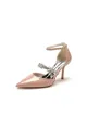 Rhinestone Leather Shoes with Ankle Strap