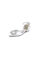 Rhinestone Pointed Toe Ankle Strap Satin Kitten Heels