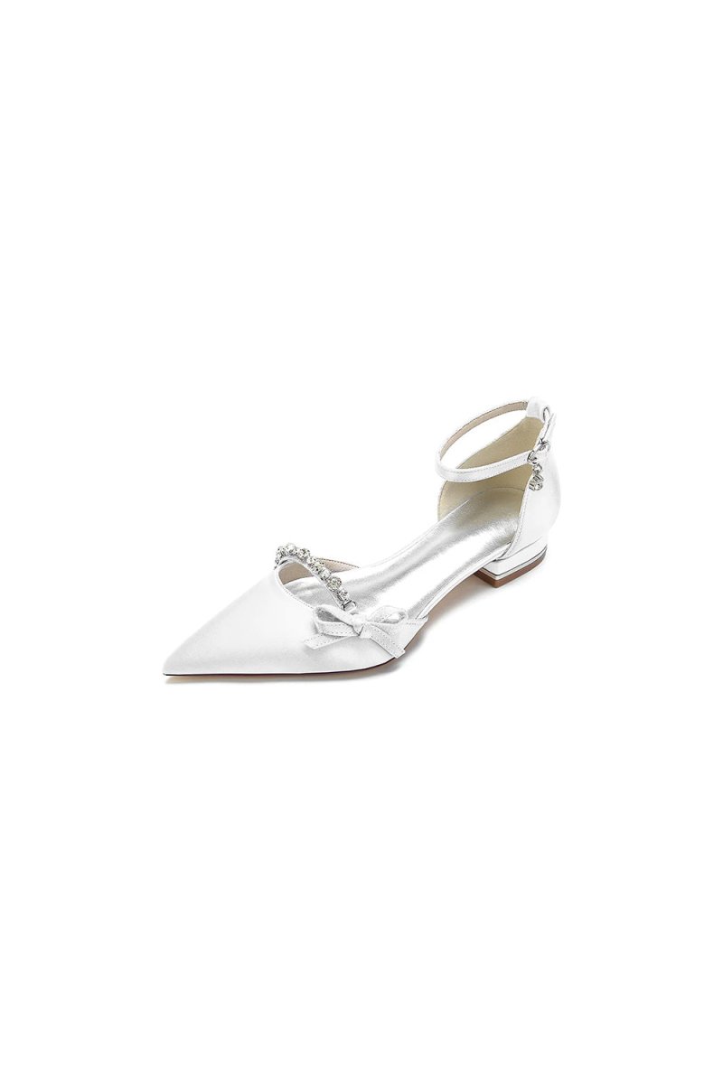Rhinestone Pointed Toe Kitten Heels With Bow