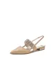 Rhinestone Pointed Toe Strap Buckle Glitter Low Heels(Champagne,US6)