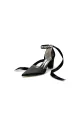 Rhinestone Ribbon Pointed Toe Ankle Strap Chunky Heel(Black,US5)