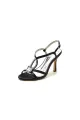 Rhinestone Satin Open Toe High Heels(Black,US5)