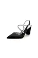 Rhinestone Strap Block Heel Sandals(Black,US5)