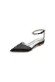 Rhinestone Strap Cocktail Pointed Toe Flats(Black,US6)