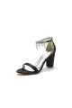 Open Toe Block Heels with Rhinestone Tassel(Black,US5)