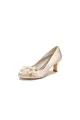 Rhinestone White Chunky Heels with Flower(Champagne,US5)