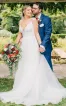 Romantic Spaghetti V-neck A-Line Satin Wedding Dress With Open Back(Diamond White,2)