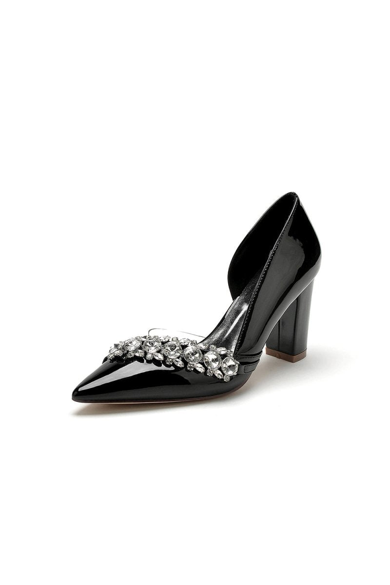 Black High Heels with Crystal Embellishments