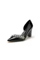 Black High Heels with Crystal Embellishments