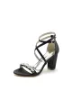 Fuchsia High Heels with Crossed Straps and Metal Accents(Black,US6)