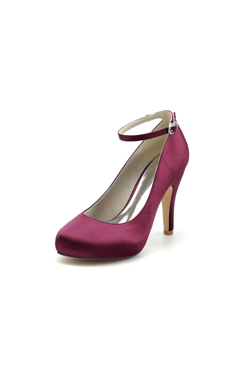 Burgundy High Heels with Transparent Heel