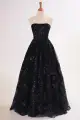 Zara |A-line Sequined Lace Long Prom Dress with Pockets(Black,2)