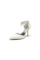 Satin Ankle Strap Pearl Beaded Satin Wedding Shoes(Ivory,US5)