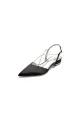Satin Pointed Toe Beading Buckle Kitten Heels(Black,US5)