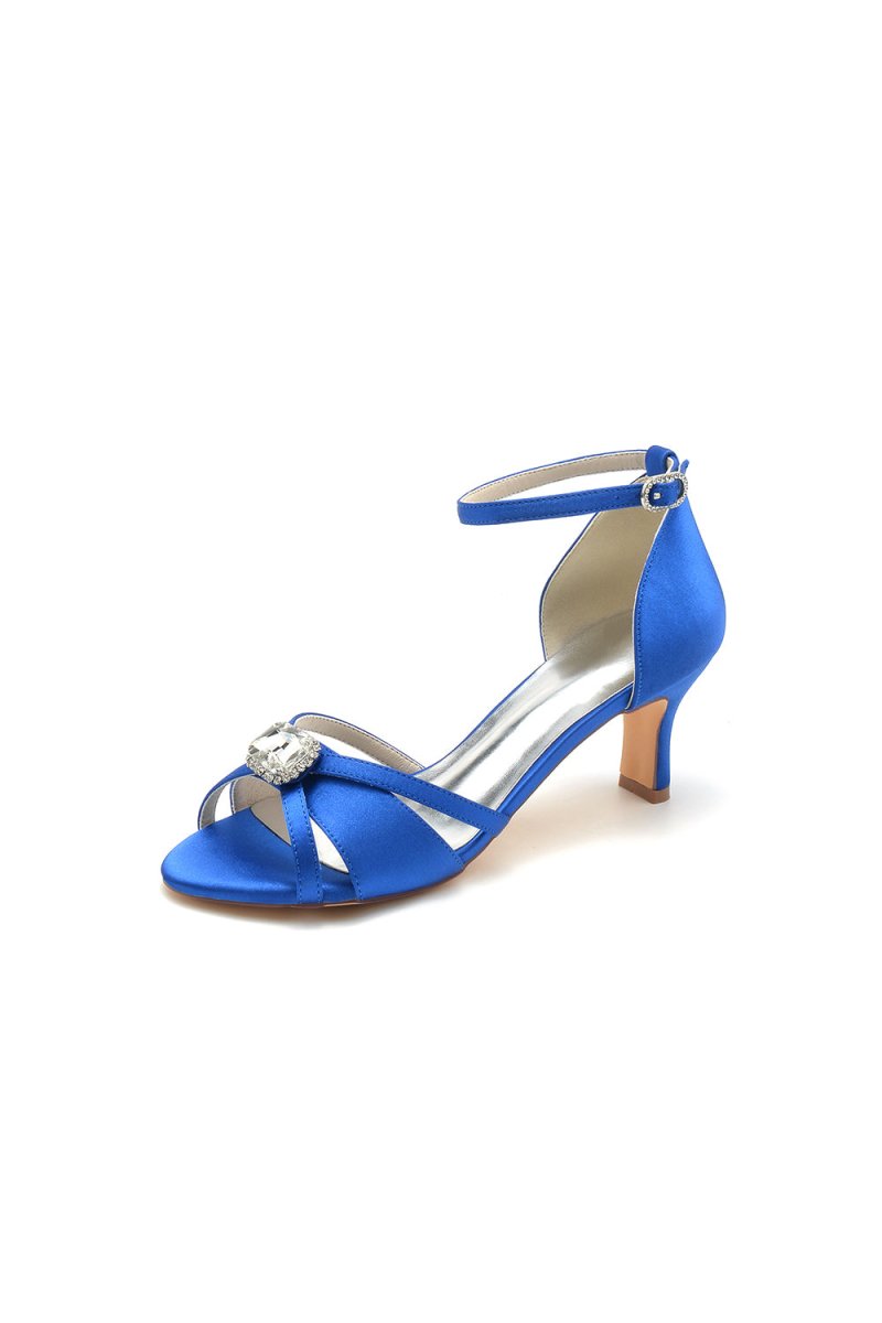 Satin Pointed Toe Hollow Out Stiletto Heels With Rhinestone