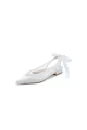 Satin Pointed Toe Mesh Low Heels With Bow