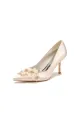 Satin Wedding Shoes Stiletto Heel With Rhinestone Flower(Champagne,US5)