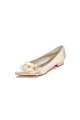 Satin Champagne Flats with Delicate Flower Embellishments