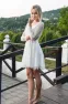 Sexy Lace Short Wedding Dress With Long Sleeve And Deep V-neck