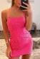 Sheath Scoop Sequins Pink Short Homecoming Dress Tight