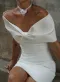 Ariadne | Sheath Off-The-Shoulder Sleeveless Satin Short Mini Wedding Dress With Bow(Diamond White,2)