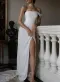 Milano | Sheath One-Shoulder Sleeveless Satin Wedding Dresses with Slit