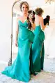 Bexley| Mermaid Red Strapless Long Satin Prom Dress with Bow Tie(Green,2)