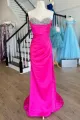 Silver Beaded Sweetheart Mermaid Long Formal Dress with Slit(Fuchsia,2)