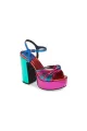 Silver Chunky Knotted Block Heel Platform Sandals(Purple,US5)