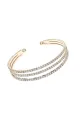 Silver Three Row Rhinestone Open Bracelets(Gold,One Size)