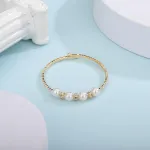 Gold Open Pearl Rhinestone Bracelets(Gold,One Size)