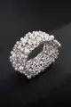 Silver Pearl Stretch Bracelets with Rhinestone